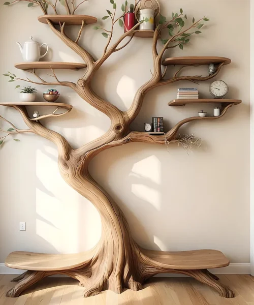 Modern bookshelf, high quality wooden tree shaped bookshelf