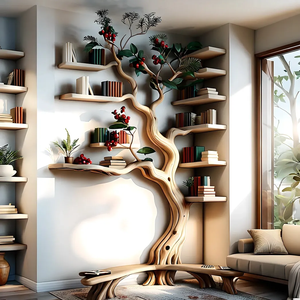 Living room decorative bookshelf, library bookshelf
