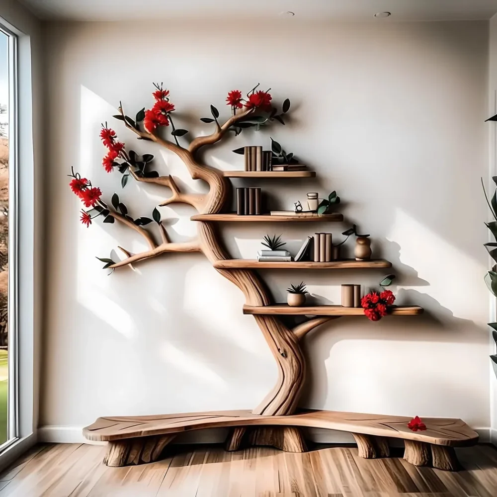 Living room decorative bookshelf design combines classic and modern