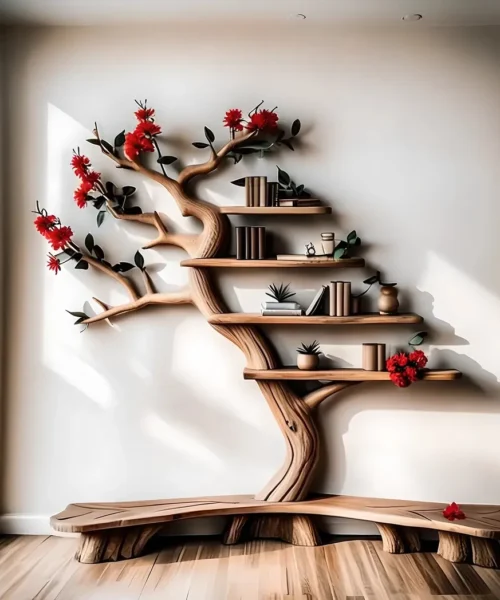 Living room decorative bookshelf design combines classic and modern