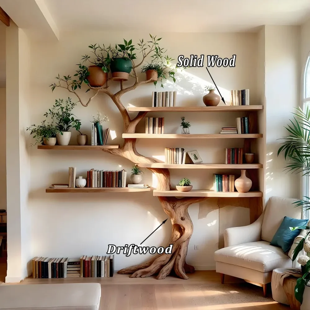 High quality solid wood tree shaped handmade bookshelf - Image 2