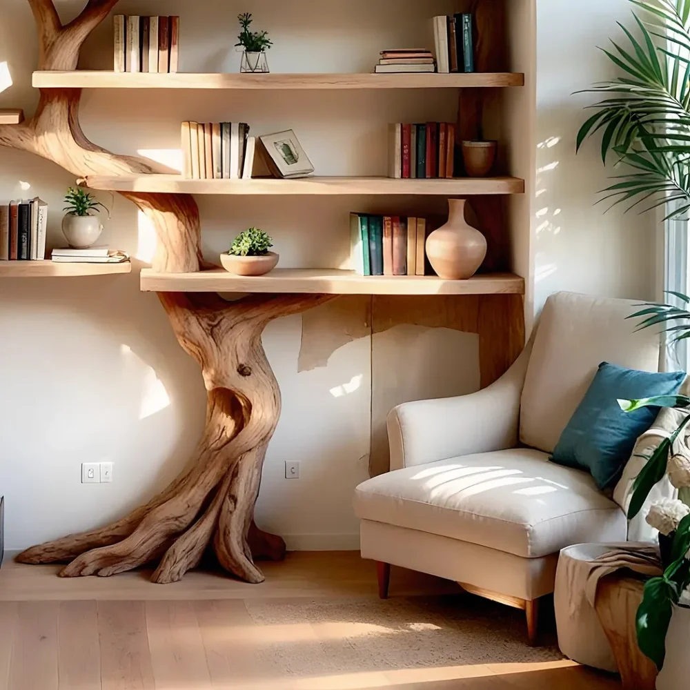 High quality solid wood tree shaped handmade bookshelf - Image 3