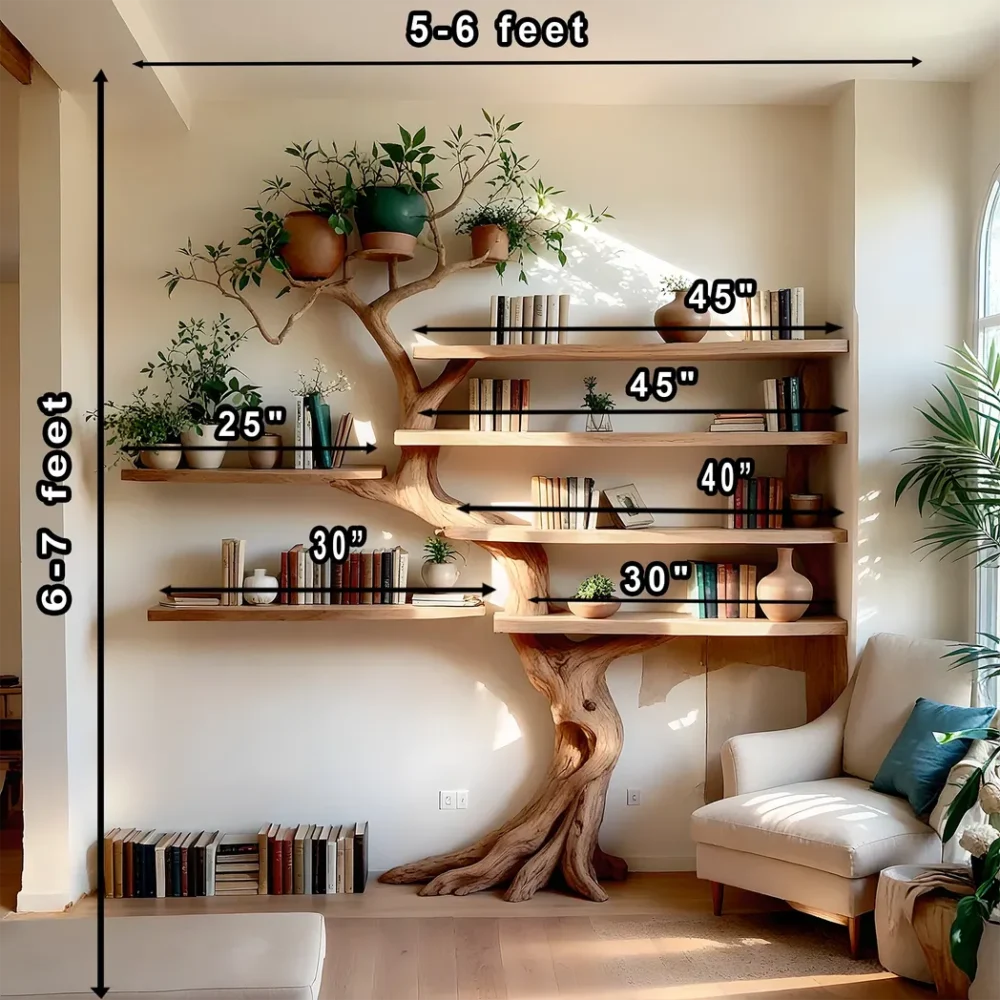 High quality solid wood tree shaped handmade bookshelf - Image 5