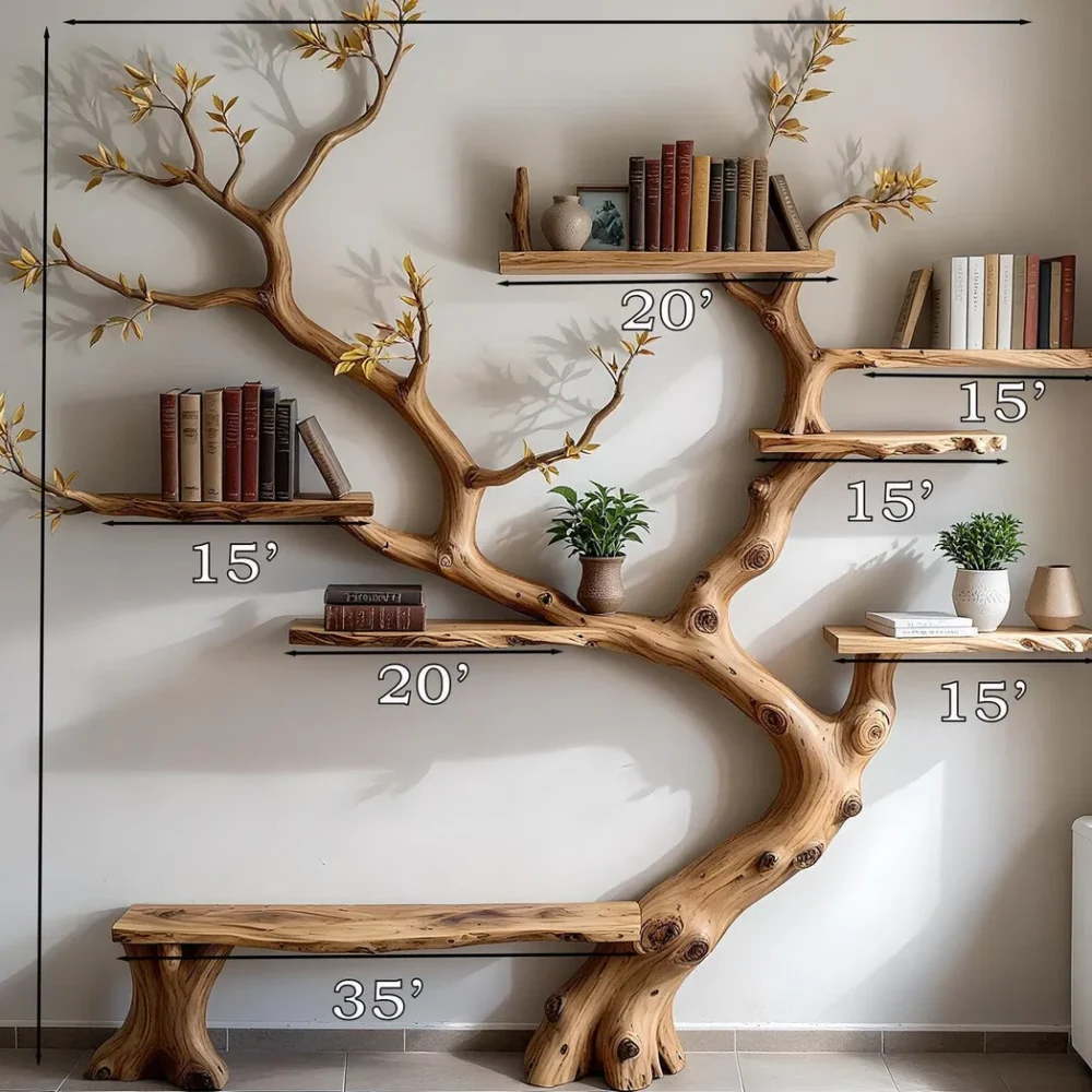 Handmade Wooden Tree Bookshelf Organize with Style - Image 2
