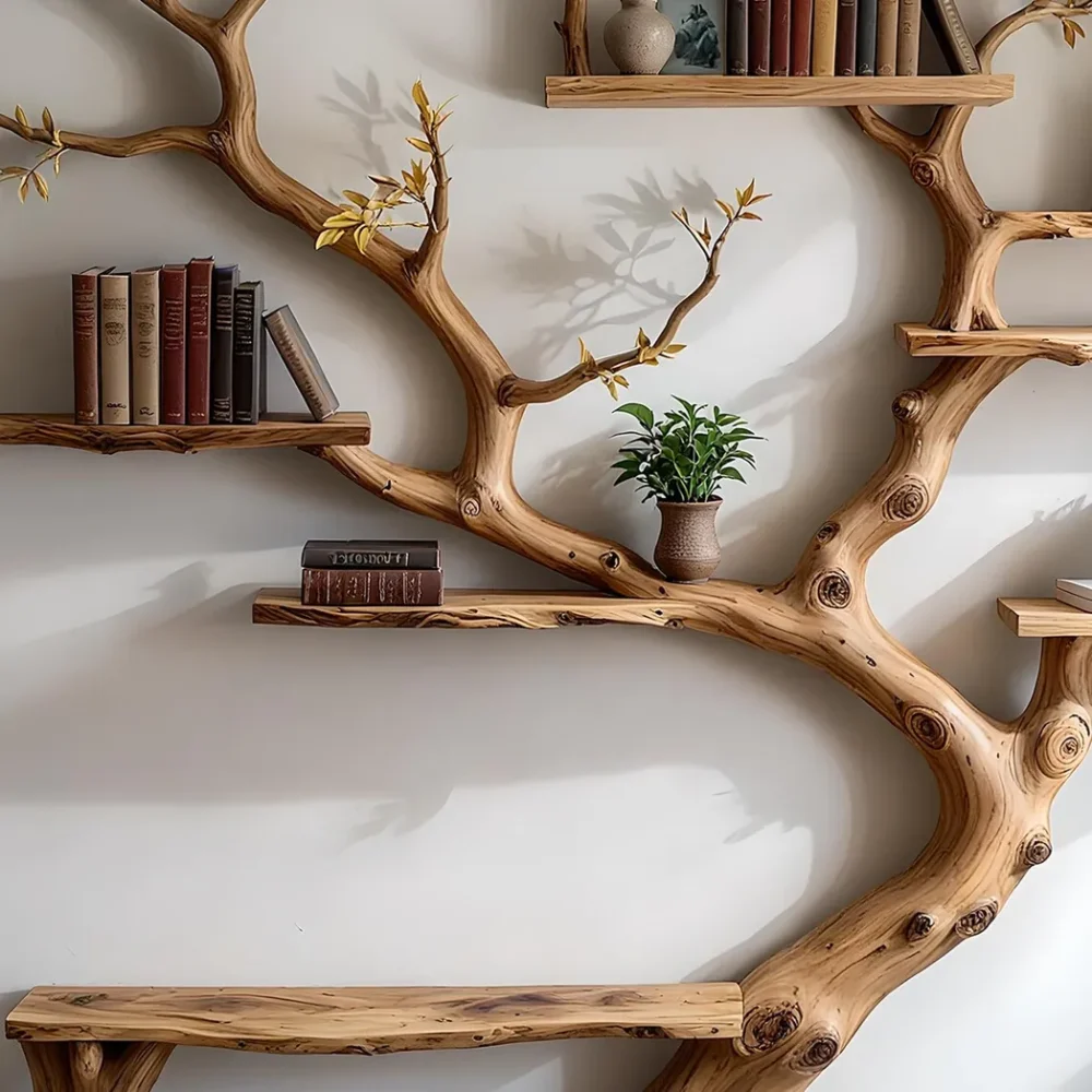 Handmade Wooden Tree Bookshelf Organize with Style - Image 3