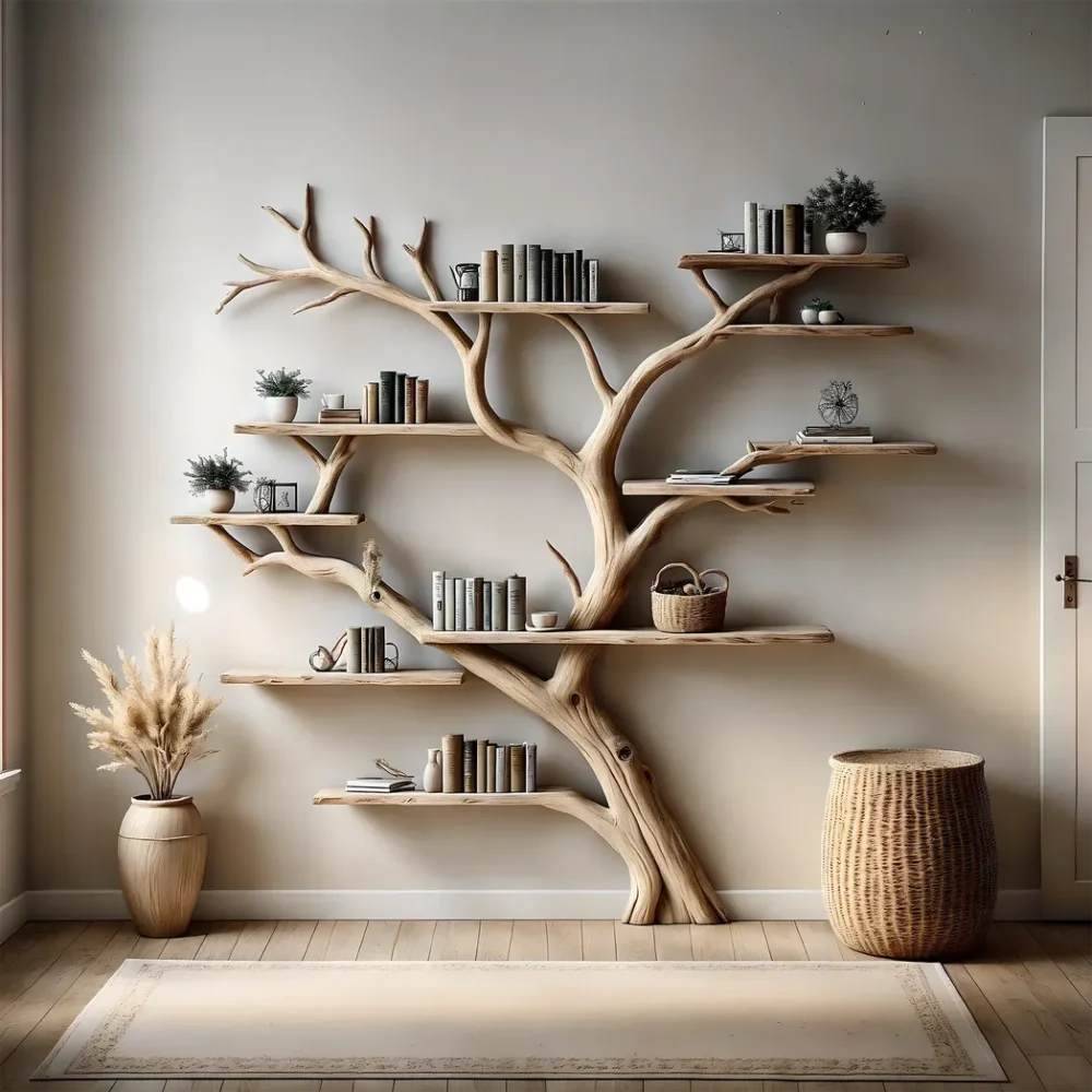 Bookshelf, Bookcase, Tree bookcase, Wooden bookshelf, Wall-mounted bookcase, Wooden bookshelf