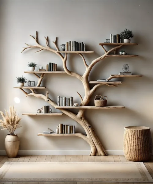 Bookshelf, Bookcase, Tree bookcase, Wooden bookshelf, Wall-mounted bookcase, Wooden bookshelf