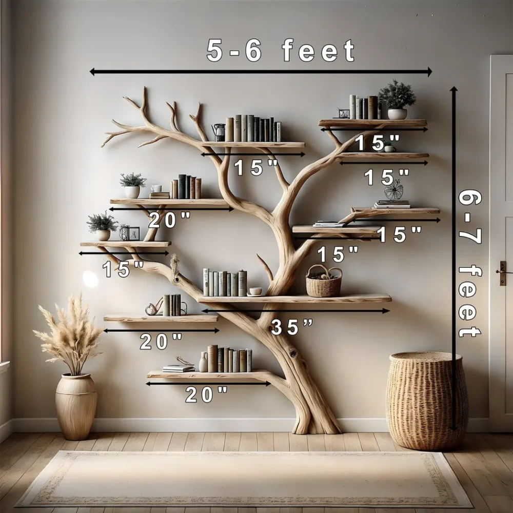 Bookshelf, Bookcase, Tree bookcase, Wooden bookshelf, Wall-mounted bookcase, Wooden bookshelf - Image 3