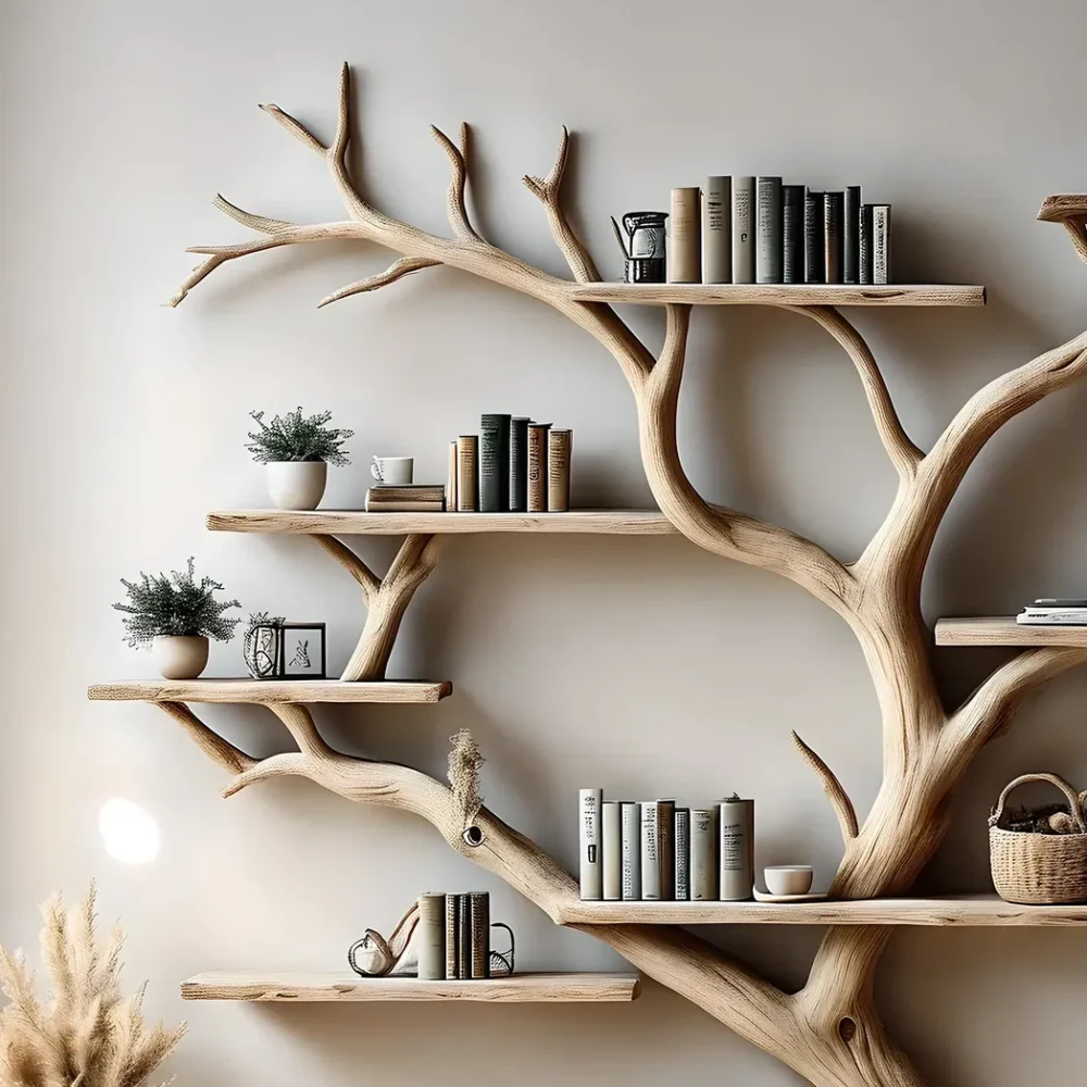 Bookshelf, Bookcase, Tree bookcase, Wooden bookshelf, Wall-mounted bookcase, Wooden bookshelf - Image 4