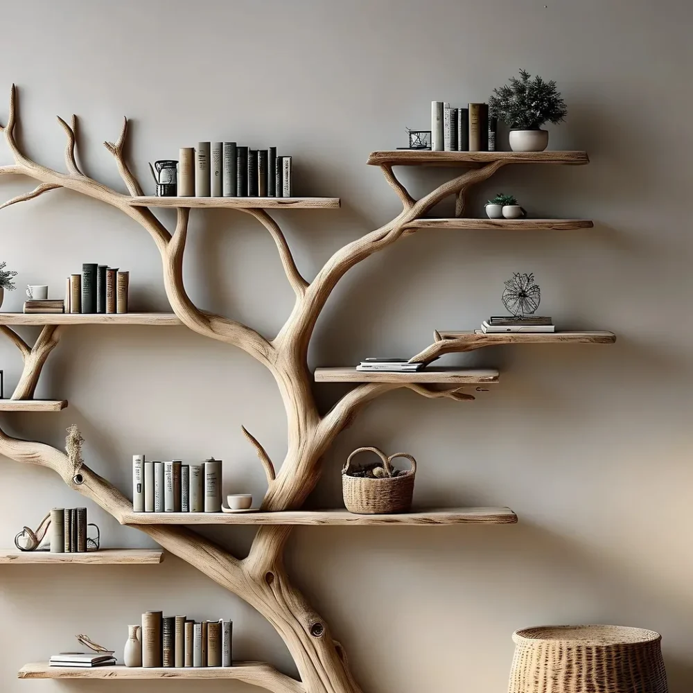 Bookshelf, Bookcase, Tree bookcase, Wooden bookshelf, Wall-mounted bookcase, Wooden bookshelf - Image 5