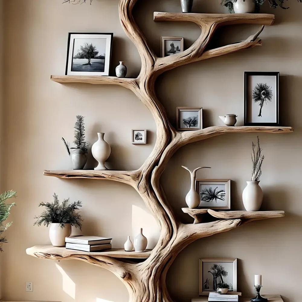 Bookshelf, tree-shaped bookshelf, solid wood, teak wood, driftwood, home decoration, life gift - Image 2