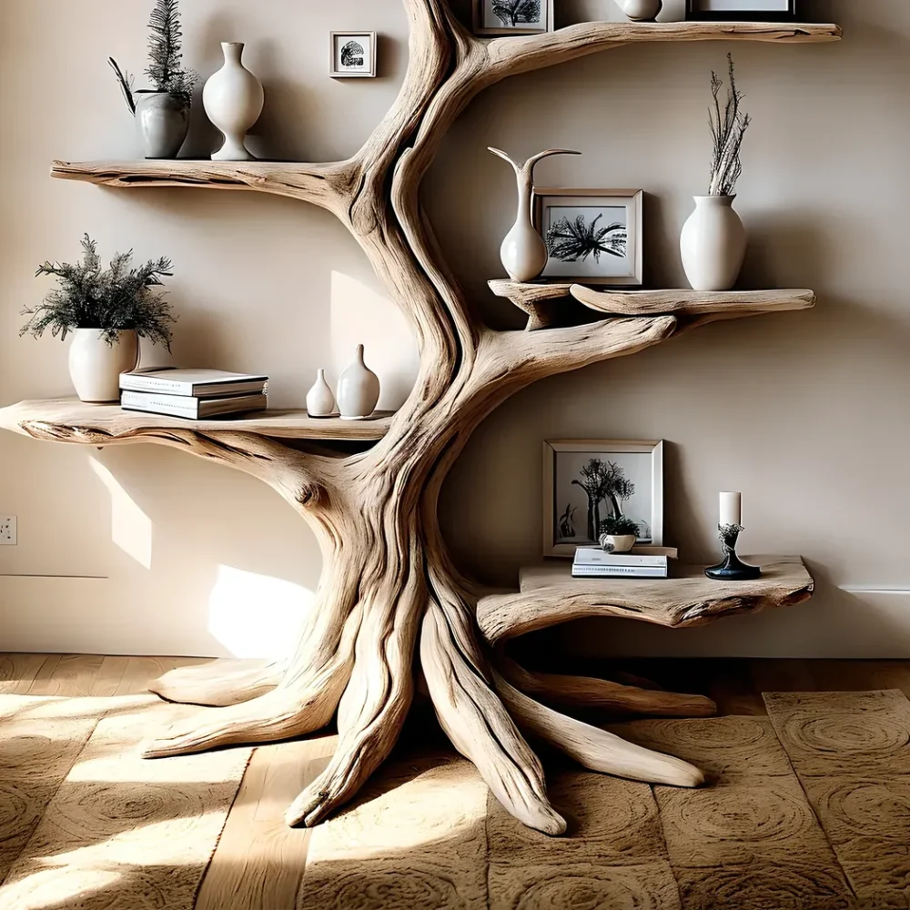 Bookshelf, tree-shaped bookshelf, solid wood, teak wood, driftwood, home decoration, life gift - Image 3