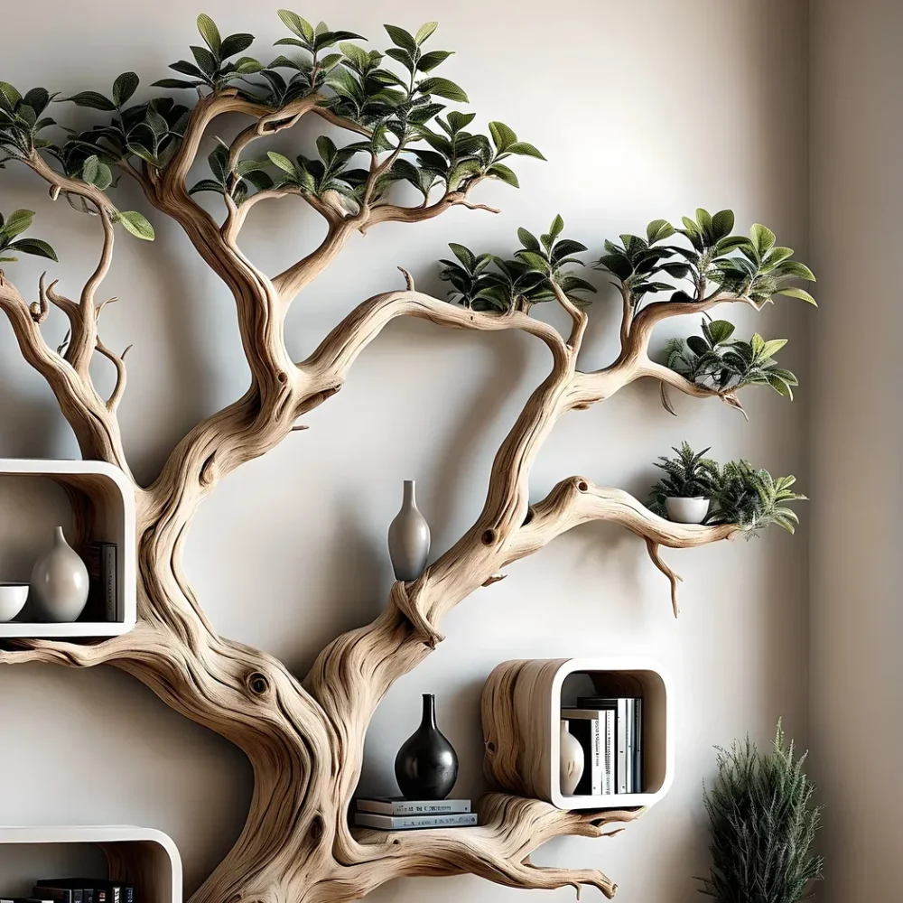 Driftwood bookshelf, tree-shaped bookshelf, solid wood bookshelf, decorative bookshelf - Image 3