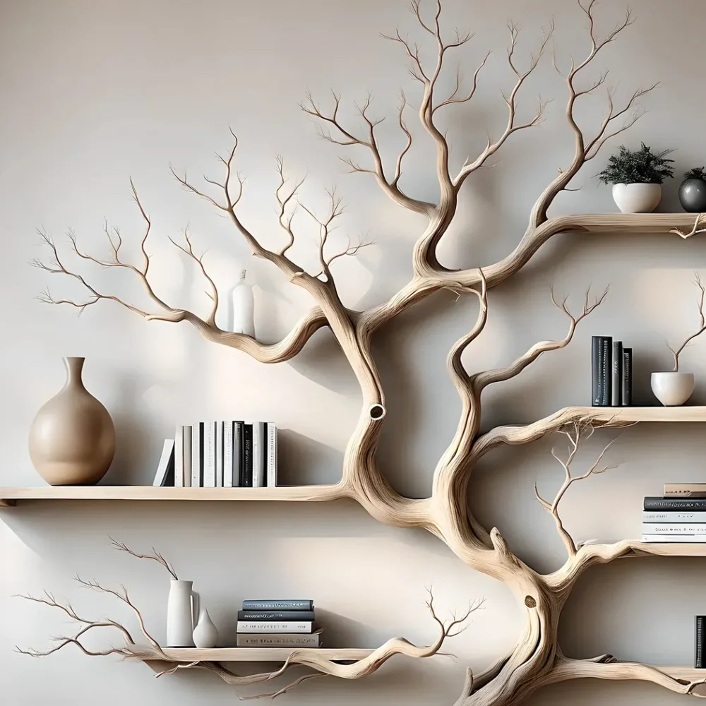 Driftwood bookshelf, driftwood, Christmas decoration shelf, bookshelf, tree-shaped shelf - Image 2
