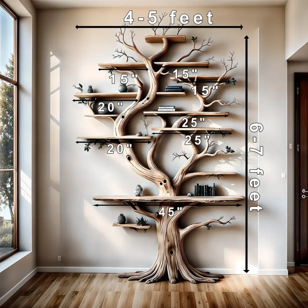 Decorative bookshelf shaped like aged wood, living room decorative bookshelf, wooden farmhouse bookshelf - Image 2