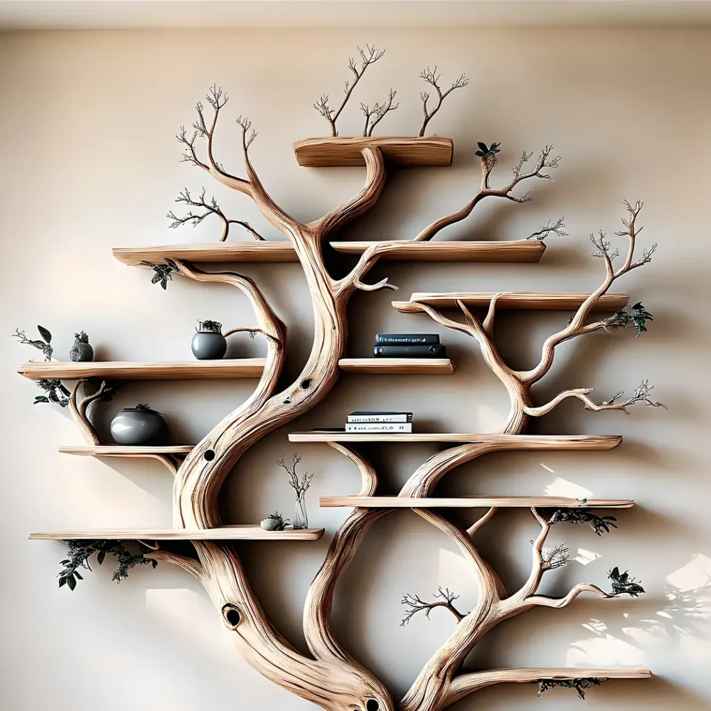Decorative bookshelf shaped like aged wood, living room decorative bookshelf, wooden farmhouse bookshelf - Image 3