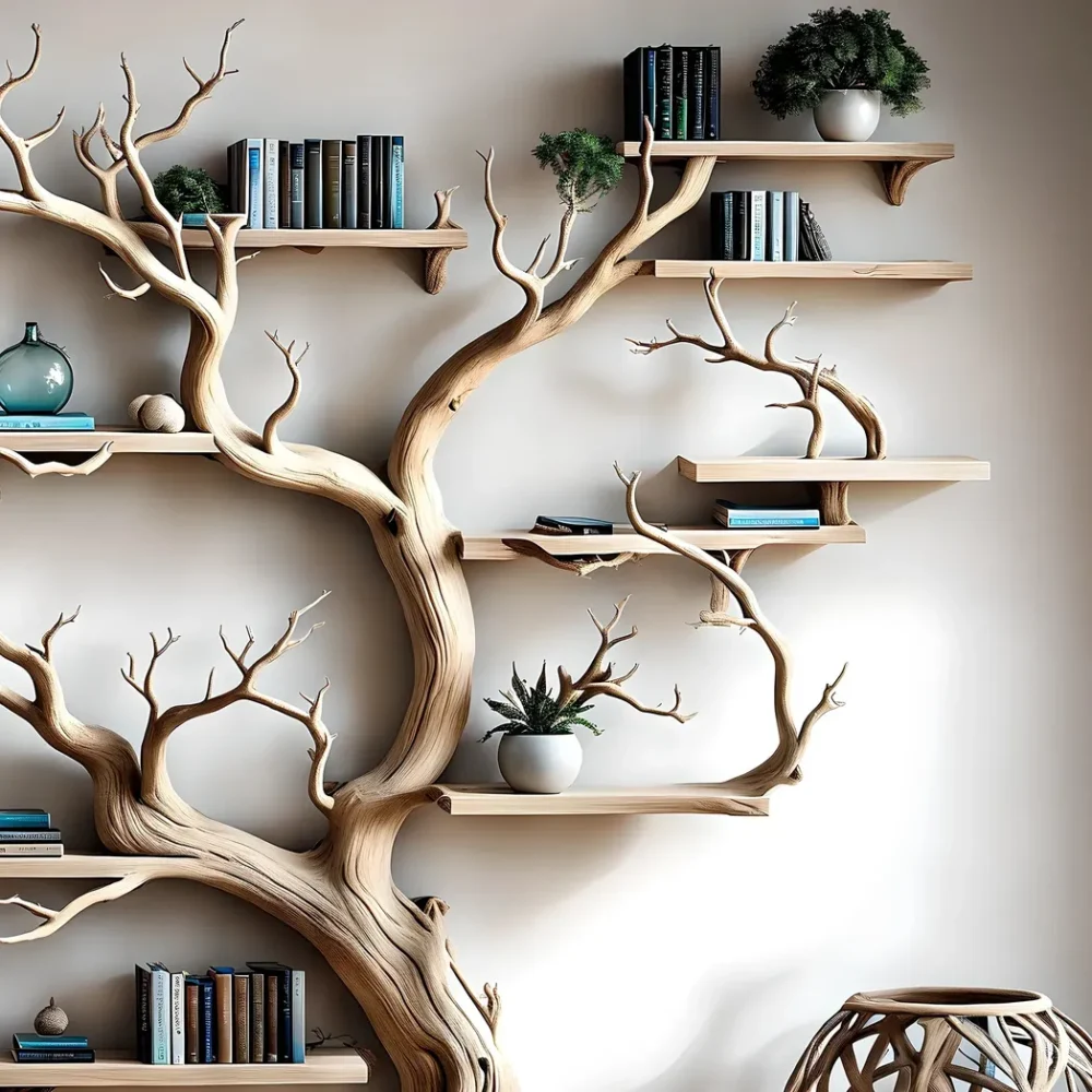 Book tree indoor decorative tree living room decoration children's room decoration monolithic tree-shaped bookshelf - Image 2