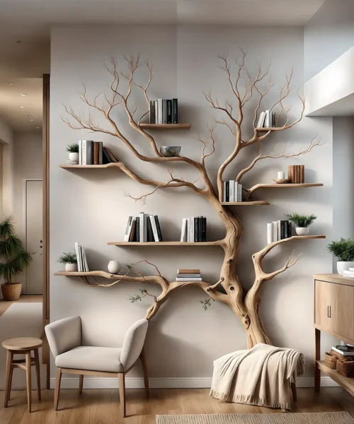 Bookshelf shaped like an old tree, bookshelf shaped like a solid wooden tree, children's bookshelf as a special gift