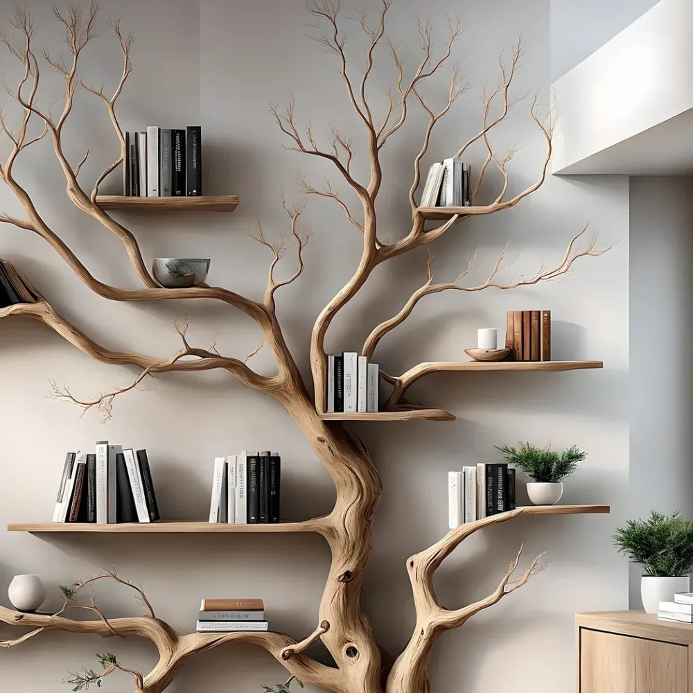 Bookshelf shaped like an old tree, bookshelf shaped like a solid wooden tree, children's bookshelf as a special gift - Image 2