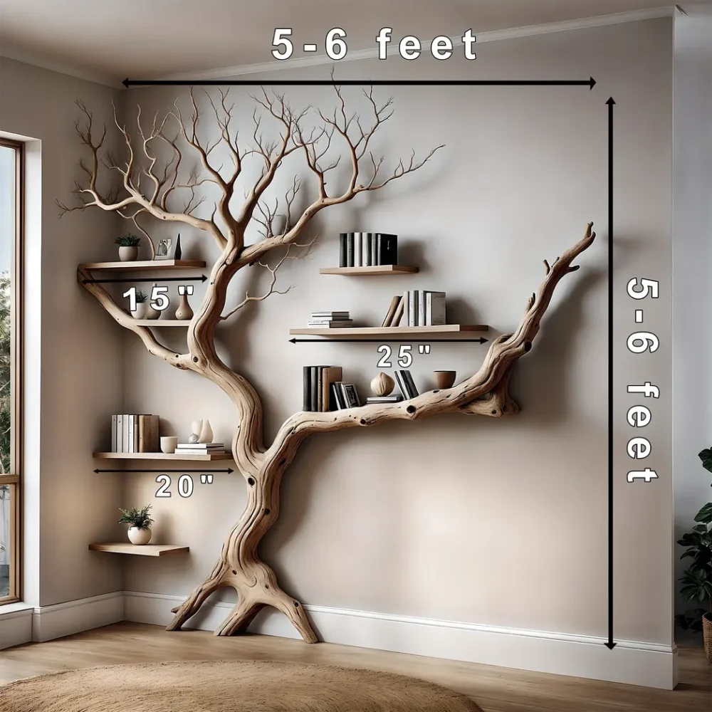 Decorative bookshelf made of solid driftwood for home decoration - Image 2