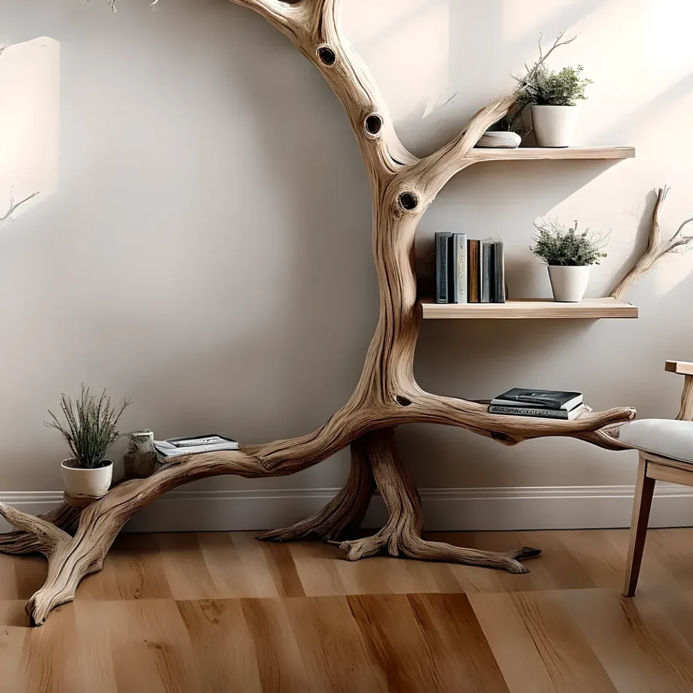 Driftwood bookshelf wall decoration, children's bookshelf - Image 3