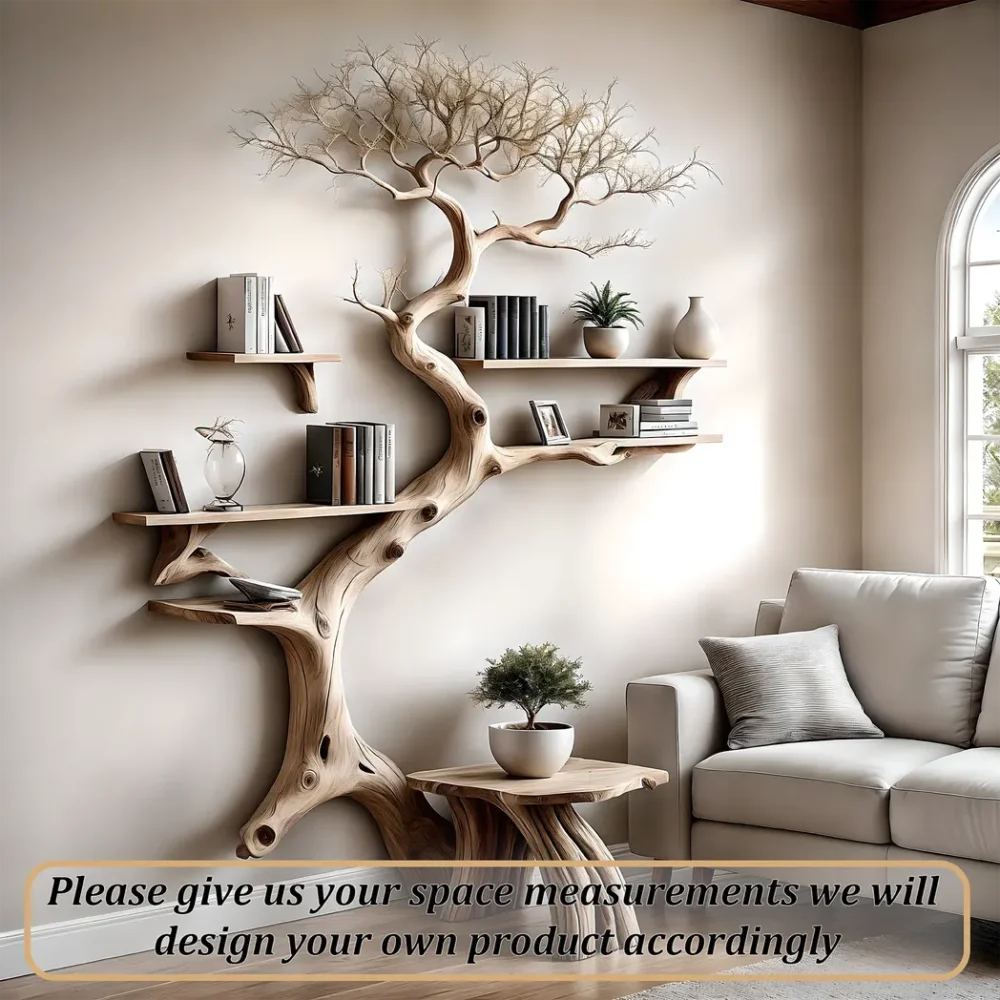 Driftwood Bookshelf with Narrow Table Unique and Stylish Home Decor - Image 4
