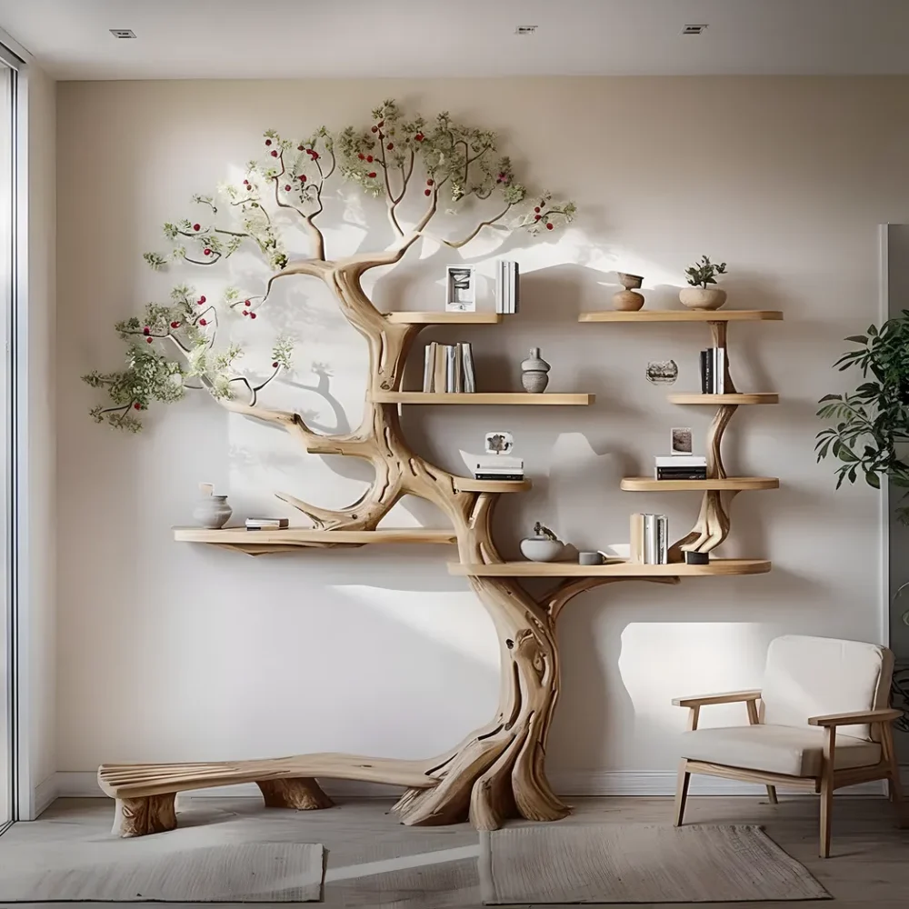 Decorative tree branch bookshelf wall mounted bookshelf bookshelf handmade furniture