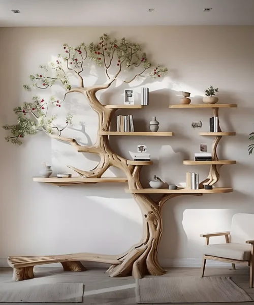 Decorative tree branch bookshelf wall mounted bookshelf bookshelf handmade furniture
