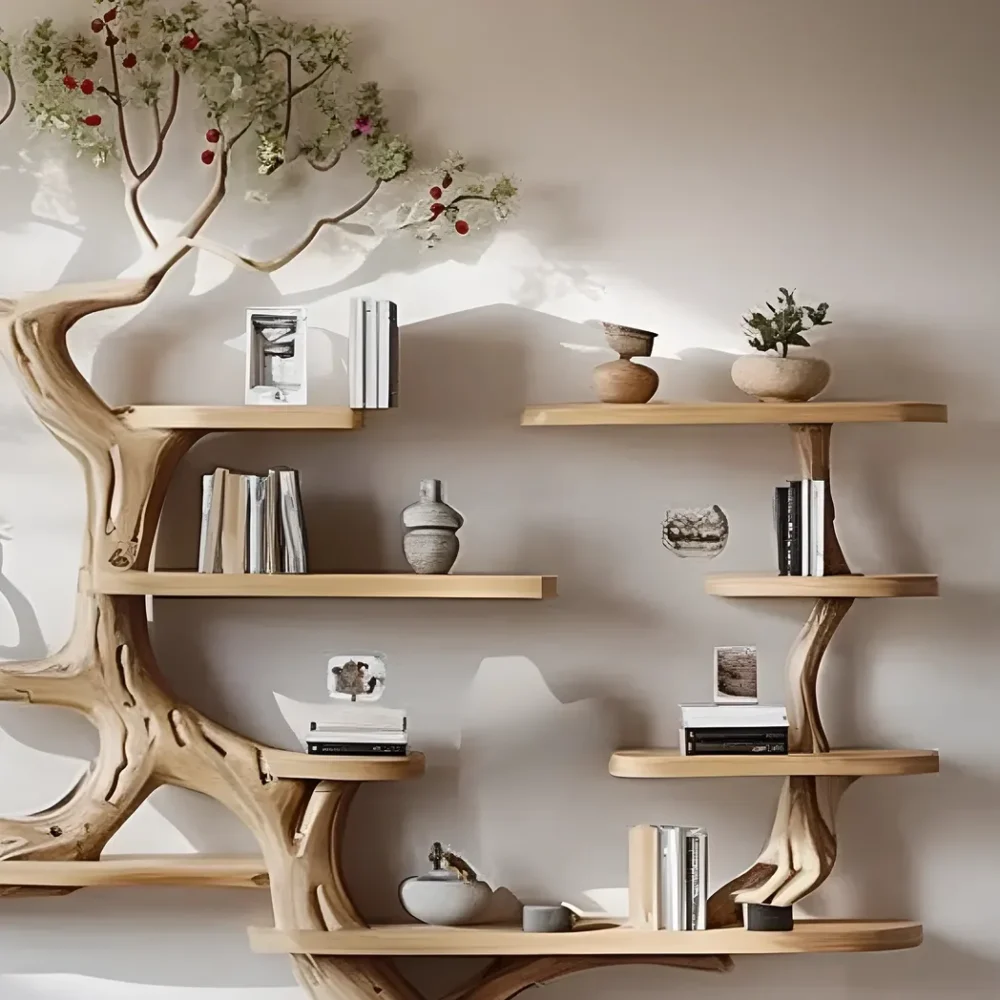 Decorative tree branch bookshelf wall mounted bookshelf bookshelf handmade furniture - Image 3