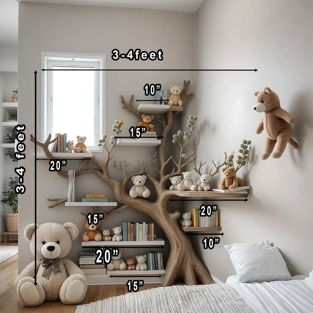 Artistic solid wood bookshelf for children - Natural wood creates bedroom highlight - Image 2