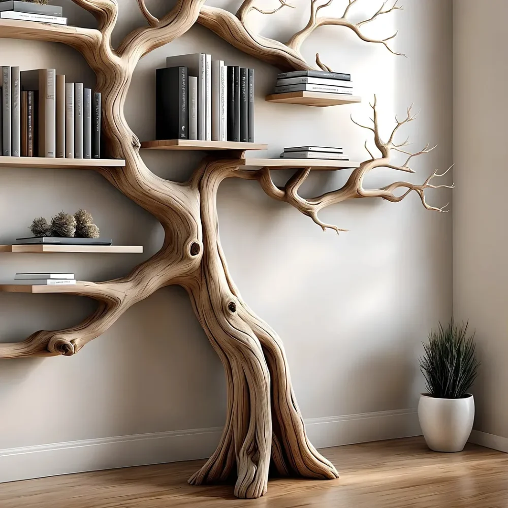 100% Handmade Wooden Bookshelf Natural Wood Floating Shelf for Baby Room Decoration, Durable Bookcase - Image 2