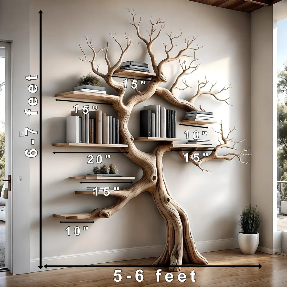 100% Handmade Wooden Bookshelf Natural Wood Floating Shelf for Baby Room Decoration, Durable Bookcase - Image 3