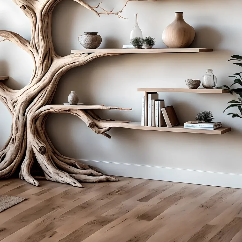 Ancient Tree Bookshelf Floating Solid Wood Bookshelf for Unique Home Decor - Image 2
