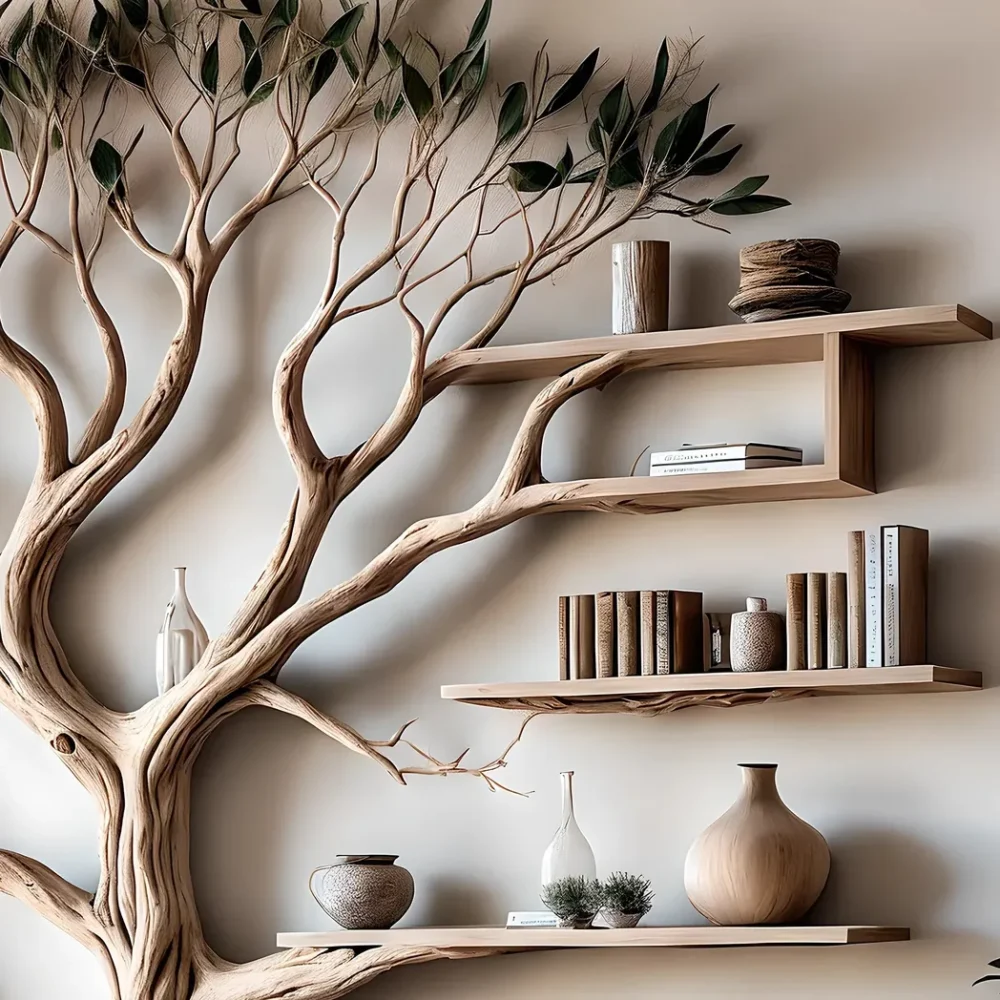 Ancient Tree Bookshelf Floating Solid Wood Bookshelf for Unique Home Decor - Image 4