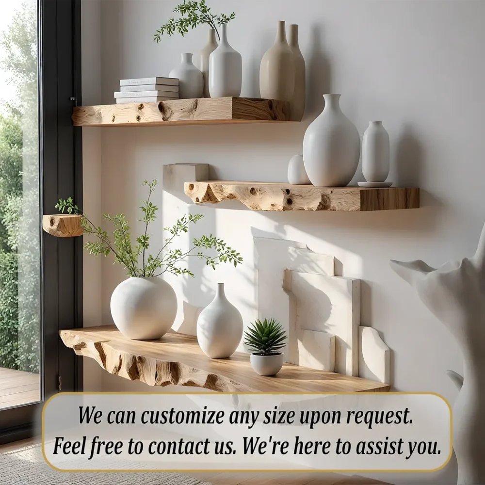 Book shelves, floating wooden shelves, monolithic shelves - Image 2