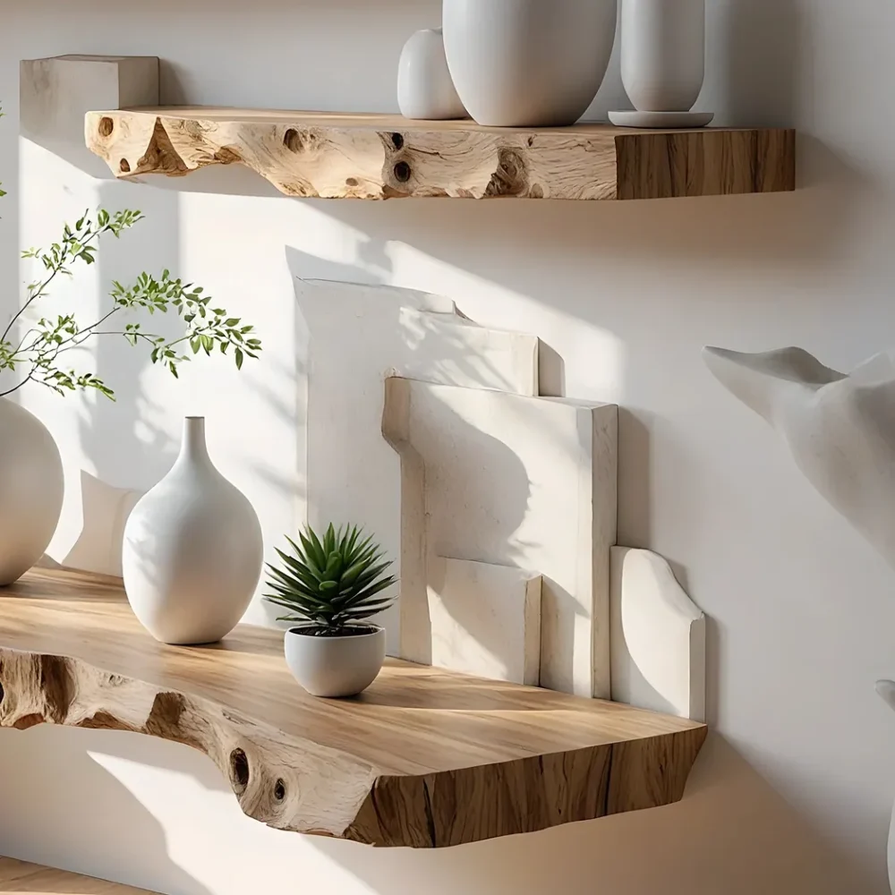 Book shelves, floating wooden shelves, monolithic shelves - Image 4
