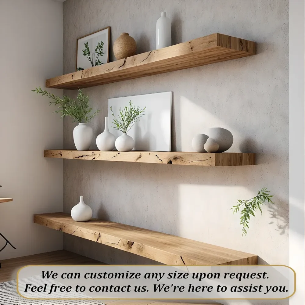 Bookshelf, wall shelf, rustic wooden bookshelf - Image 4