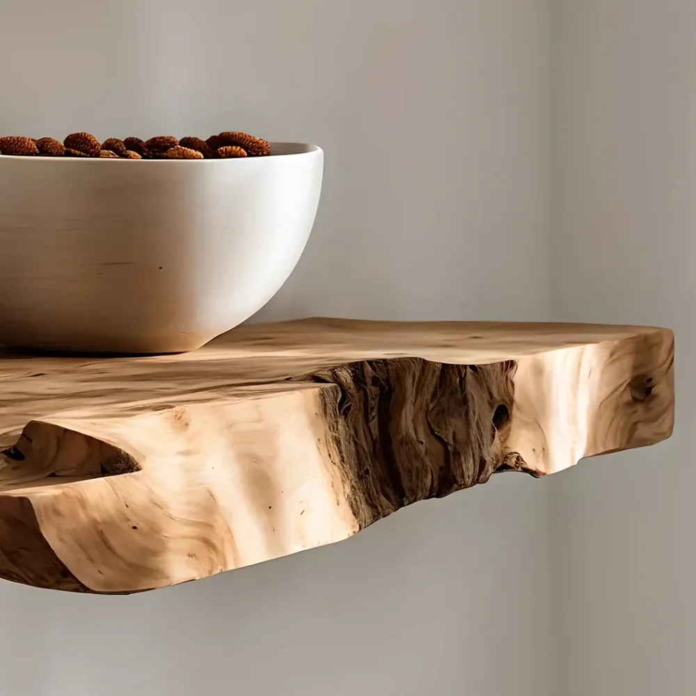 Corner shelf living next to wall rustic floating shelf living next to housewarming gift decorations - Image 3