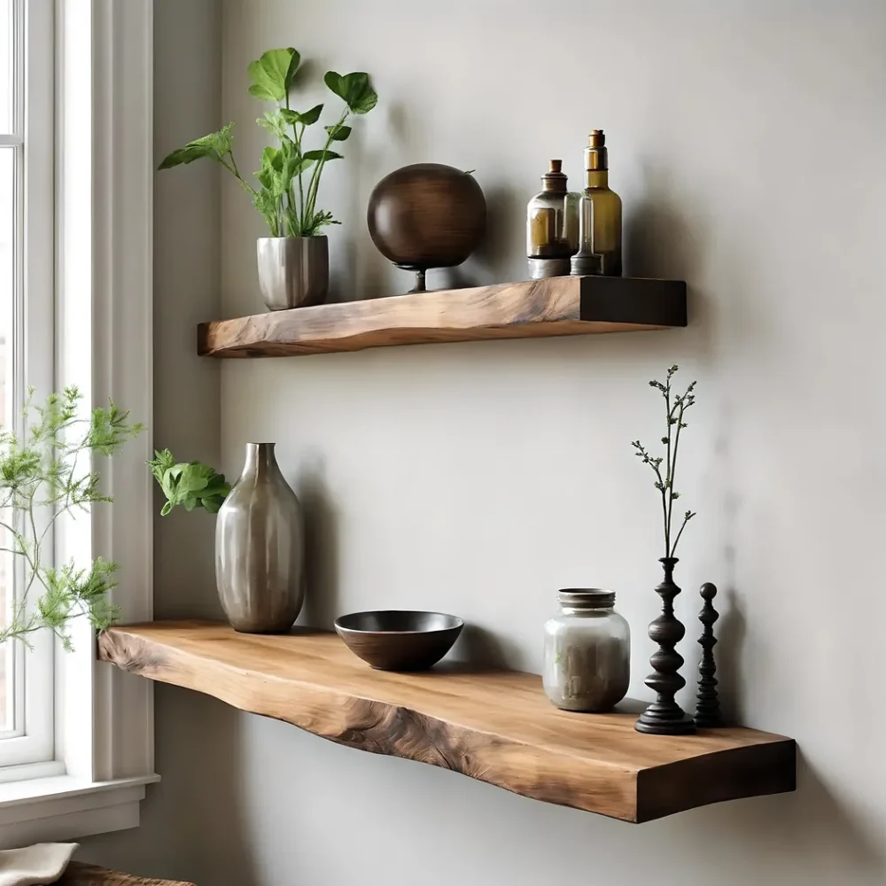 Corner shelf living next to wall shelf rustic floating shelf living next to christmas decorations housewarming gift