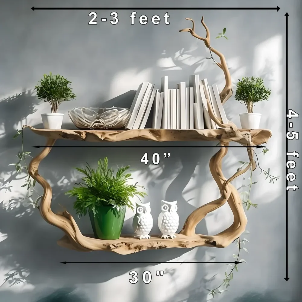 Driftwood bookshelf, wall-mounted bookshelf, personal bookshelf - Image 4