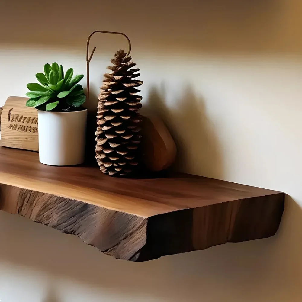 Floating shelf floating wall shelf live edge floating shelf wooden bookshelf floating shelf. - Image 2