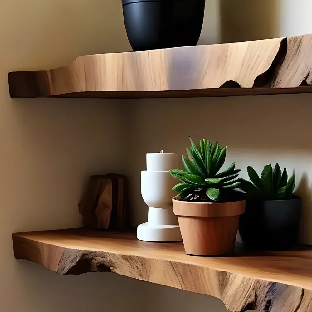 Floating shelf floating wall shelf live edge floating shelf wooden bookshelf floating shelf. - Image 3