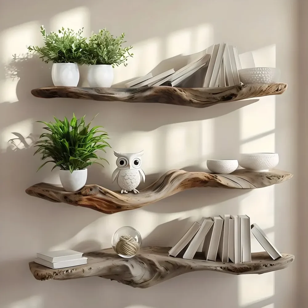 floating shelves rustic wooden shelves