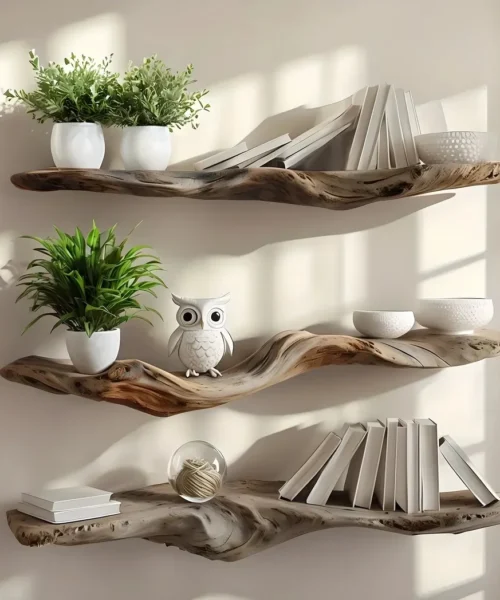 floating shelves rustic wooden shelves