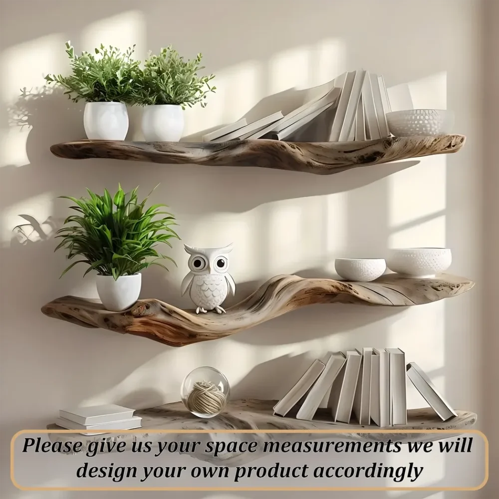 floating shelves rustic wooden shelves - Image 2