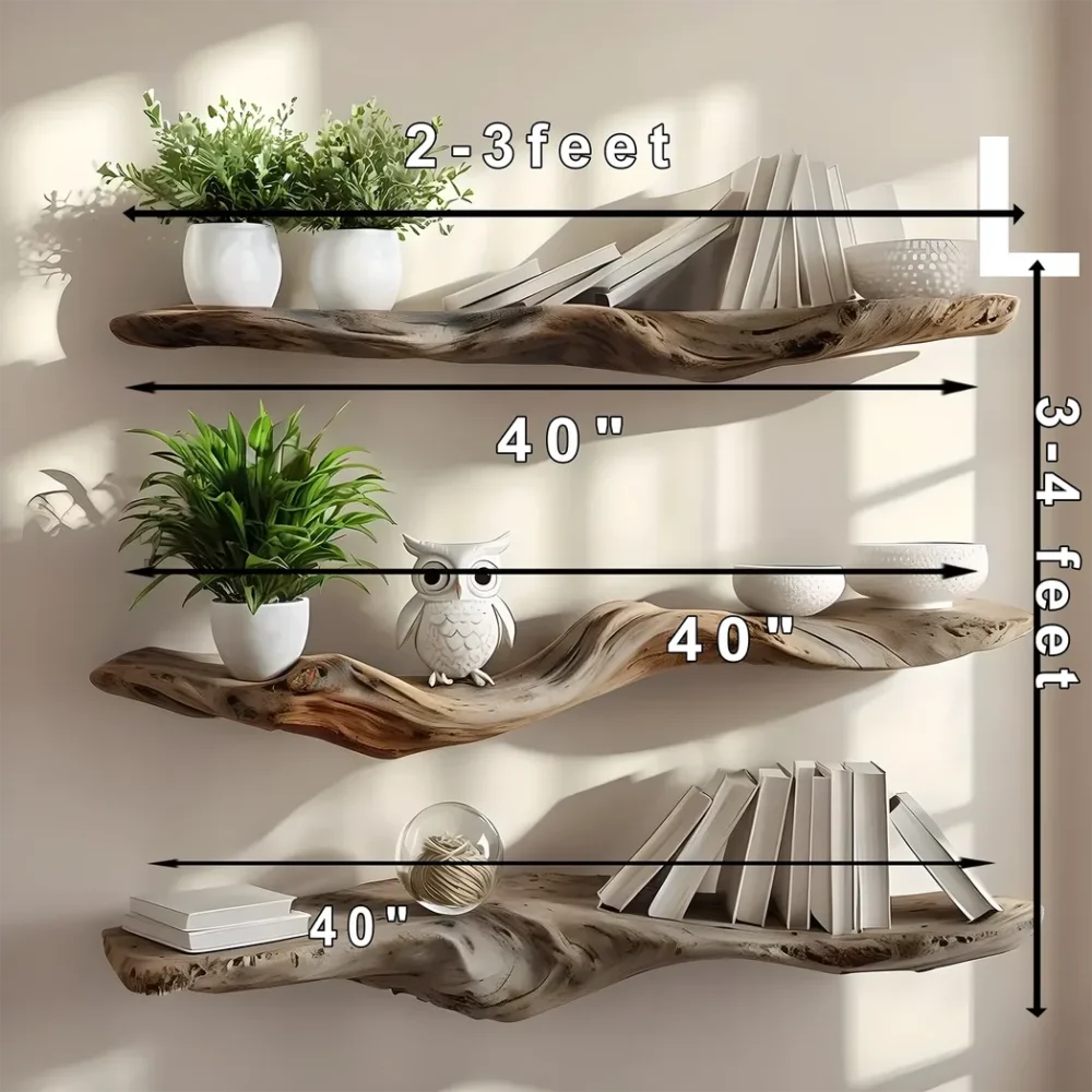 floating shelves rustic wooden shelves - Image 3