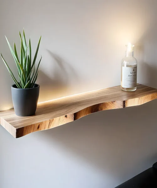 Floating wood shelf live edge wall mounted wood floating shelves for wall decor.
