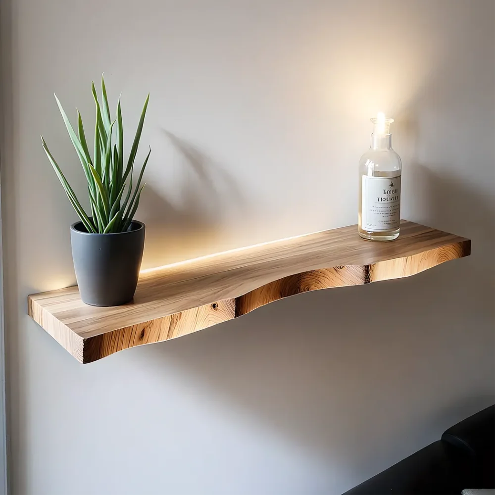 Floating wood shelf live edge wall mounted wood floating shelves for wall decor. - Image 4