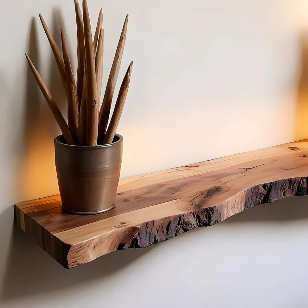 Gifts for loved ones live edge floating shelf live edge wall shelf live edge wooden bookshelf long floating shelf. - Image 2