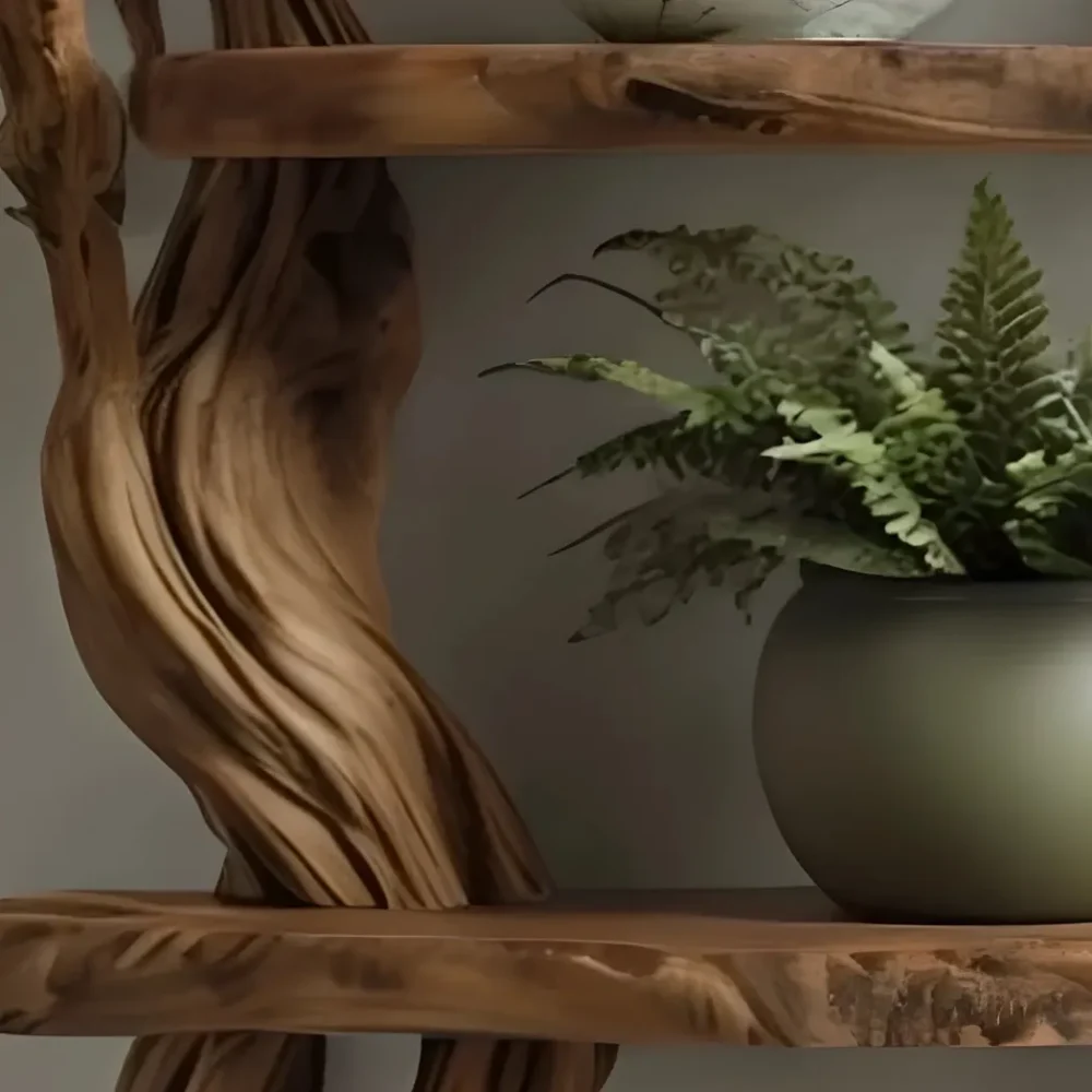 Handmade driftwood bookshelf, wall-mounted bookshelf - Image 3